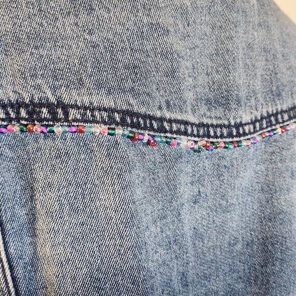 CUSTOM NWT Embroidered Western Denim Cargo Jacket, Size Large - Picture 12 of 14